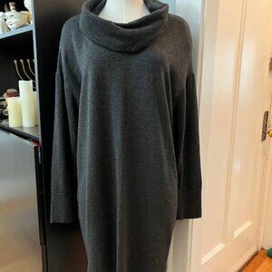 Willi Smith Cowl Neck Knee Length Dress Dark Gray/Black Long Sleeve SZ Large